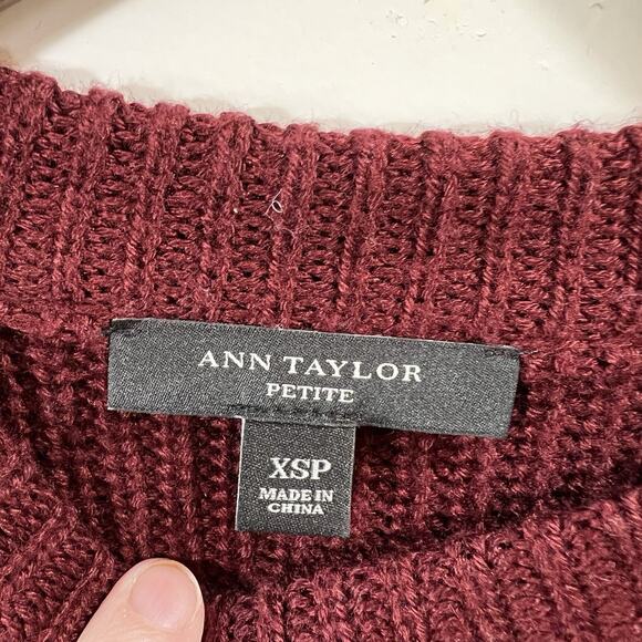 Women’s Ribbed Merino Wool Sweater Size XS P Pockets Burgundy Minimalist Luxury - Picture 3 of 8